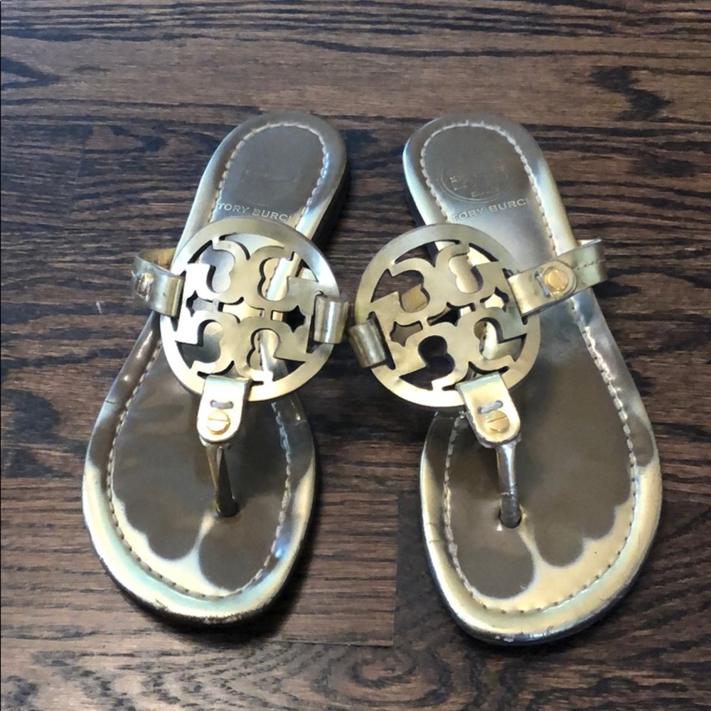 Tory Burch Gold Miller Thong